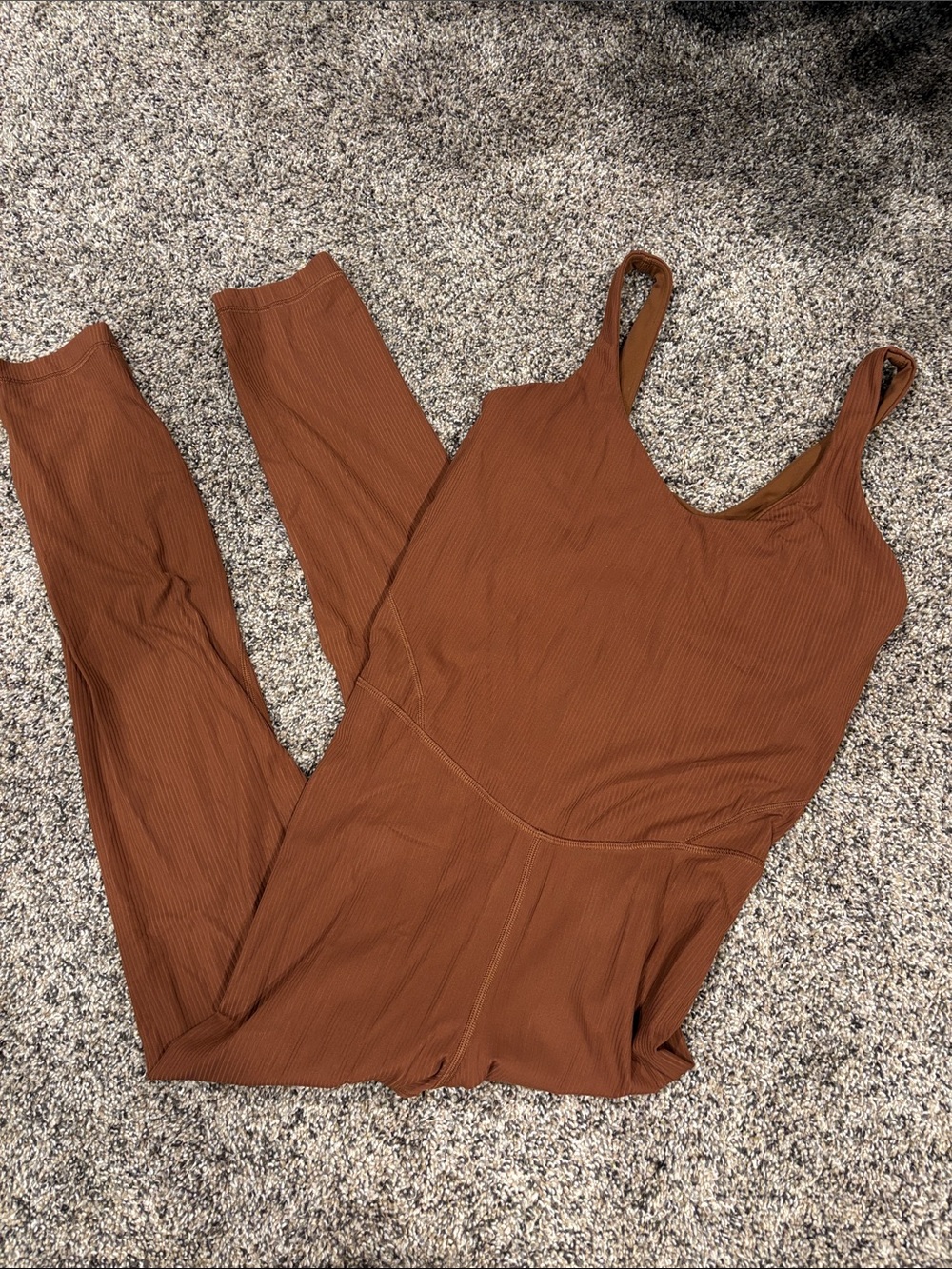 Lululemon Ribbed Brown Jumpsuit - Sleeveless Scoop Neck